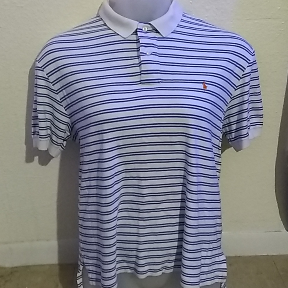 Ralph Lauren White Stripped Polo size M
